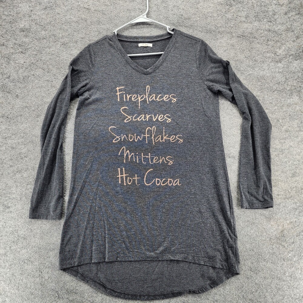 Maurices Sleep Shirt Womens Medium Long Sleeve Gray V Neck